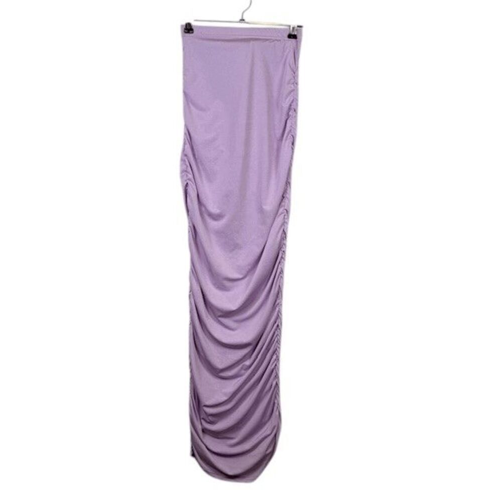 NWT‎ Pretty Little Thing Lavender Strapless Maxi Ruched Sides Bodycon Size 2
